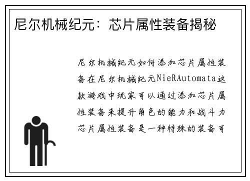 尼尔机械纪元：芯片属性装备揭秘